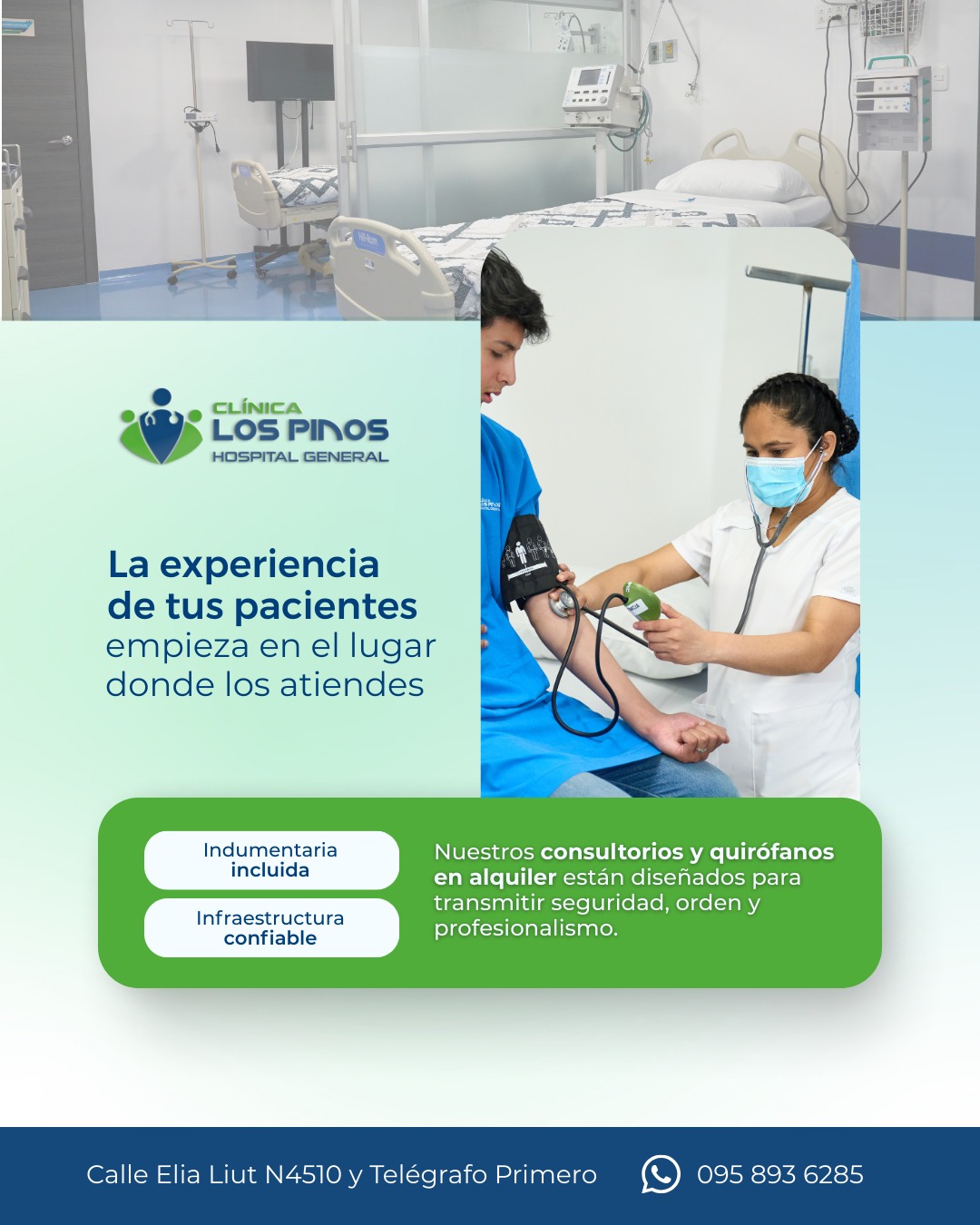 Instalaciones modernas de Clínica Los Pinos para recuperación de pacientes post-cirugía.